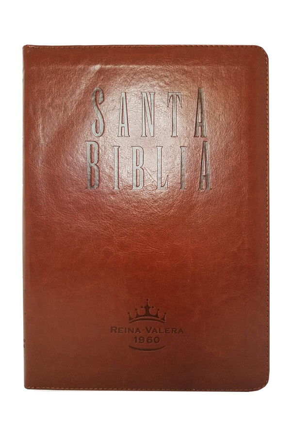 Biblia Stampley, Letra Grande, Con cierre, Color Marrón, Imitación Piel