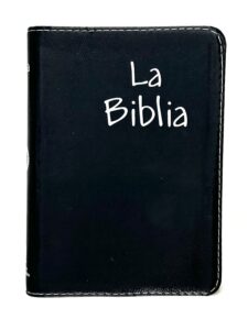 Portada de la Biblia Traducción en Lenguaje Actual Letra Grande, con encuadernación de vinil negro y diseño elegante.​