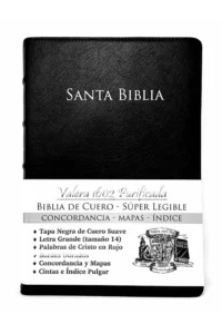 Santa Biblia Valera 1602 Purificada Letra Grande 2024 con Uñeros en tapa negra con bordes dorados