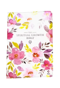 Portada de The Spiritual Growth Bible en encuadernación de cuero sintético, edición NLT.